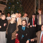 Will (blue shirt kneeling) and Joey (red tie standing) at this year's christmas dinner